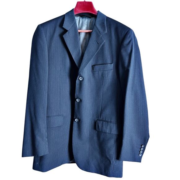 J. Ferrar Men’s Wool Pinstripe Jacket 38R Gray Career Special Occasion Old Money - Picture 1 of 8